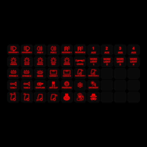 Symbolark till Ledson Commander 8/12 – version 2, 41 symboler