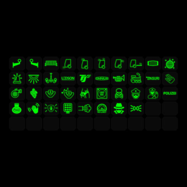 Symbolark till Ledson Commander 8/12 – version 1, 38 symboler