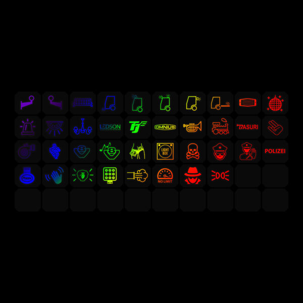 Symbolark till Ledson Commander 8/12 – version 1, 38 symboler