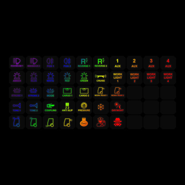 Symbolark till Ledson Commander 8/12 – version 2, 41 symboler