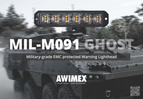Riktat blixtljus, Ghost, 6LED, horisontal, Gul, XA2, ICAO, MIL, 12V