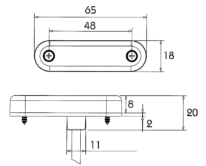 Sidomarkeringsljus PRO-SLIM, Gul, 24V – 65x18x10 mm