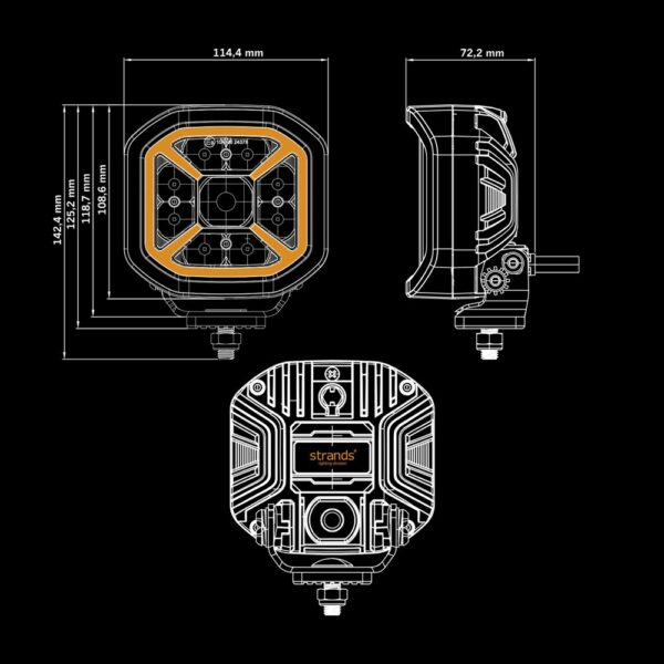 SIBERIA X extraljus 4", vit/orange pos., Hello Funk., DT-4pin