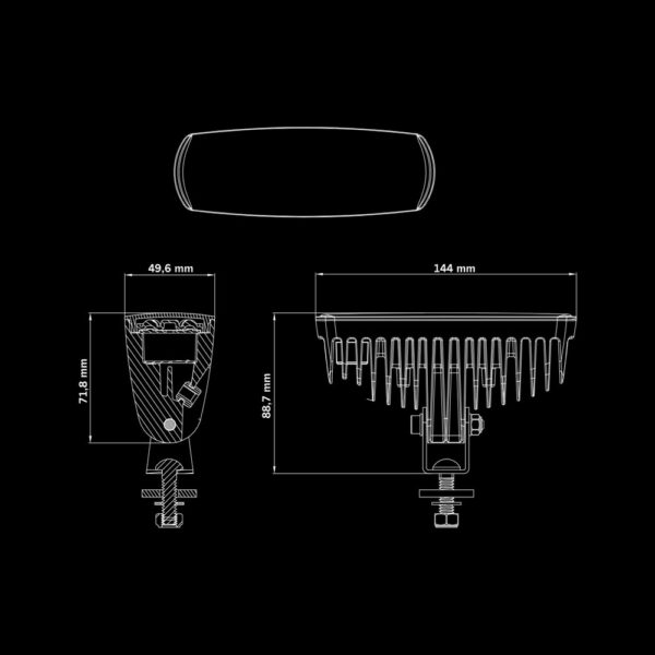 Nuuk E-Line Black R 13W, backljus, Flood, DT