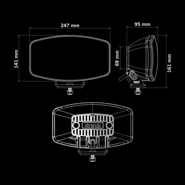IZE LED OG extraljus oval, Varm vit/orange pos., 2,5m kabel