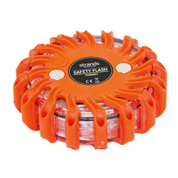 Varning/riktat blixtljus pucken orange LED, uppladdningsbar